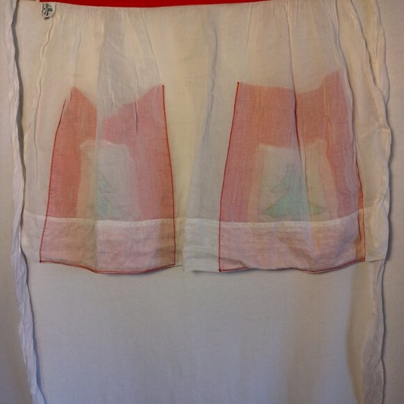 Kay Shannon Original Apron Vintage Christmas Tree White Red Sheer Tie Waist - Picture 5 of 11